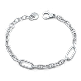 Sterling Silver Italian Bracelet Large Links-7mm, Small Links-4.8mm