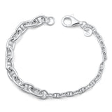 Sterling Silver Lock Italian Bracelet Large Links-7mm, Small Links-3.7mm