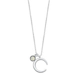 Sterling Silver Oxidized Moon With Moonstone Necklace