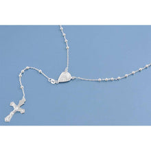 Load image into Gallery viewer, 3MM Sterling Silver Chain Rosary Necklace With Beads And Cross PendantAnd Length 18inchesAnd Bead size 3mm