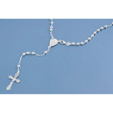 Load image into Gallery viewer, 4MM Sterling Silver Chain Rosary Necklace With Beads And Cross Pendant