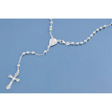 4MM Sterling Silver Chain Rosary Necklace With Beads And Cross Pendant