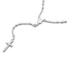 Load image into Gallery viewer, 3MM Sterling Silver Rosary Necklace Chain With Plain Cross And Guadalupe