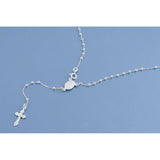 2.5MM Sterling Silver Rosary Necklace With Beads, Pendant Height 18mm, Bead size 2.5mm