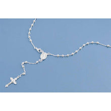 Load image into Gallery viewer, 3MM Sterling Silver Chain Rosary Necklace With Beads And Cross Pendant