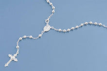 Load image into Gallery viewer, 4MM Sterling Silver Chain Rosary Necklace with Beads and Cross Pendant, Bead size 4mm