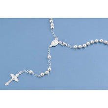 Load image into Gallery viewer, 5MM Sterling Silver Chain Rosary Necklace with Beads and Cross Pendant, Bead size 5mm