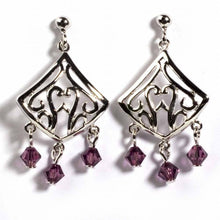 Load image into Gallery viewer, Sterling Silver Garnet Diamond Cut Celtic Shaped CZ EarringsAnd Height 32 mm