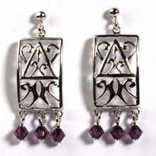 Load image into Gallery viewer, Sterling Silver Garnet Celtic Rectangle Shaped CZ EarringsAnd Height 35 mm