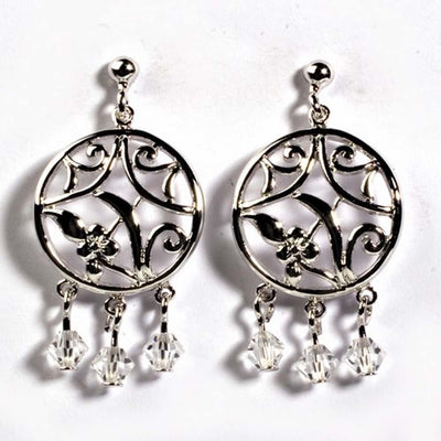 Sterling Silver Clear Celtic Circle Shaped CZ EarringsAnd Height 33 mm