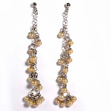 Load image into Gallery viewer, Sterling Silver Yellow Round Balls And Chain Shaped CZ EarringsAnd Height 60 mm