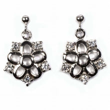 Load image into Gallery viewer, Sterling Silver Flower Shaped CZ EarringsAnd Height 23 mm