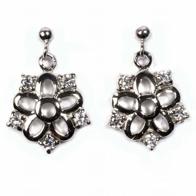 Sterling Silver Flower Shaped CZ EarringsAnd Height 23 mm