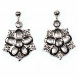 Sterling Silver Flower Shaped CZ EarringsAnd Height 23 mm