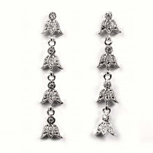 Load image into Gallery viewer, Sterling Silver Lotus Hangings Shaped CZ EarringsAnd Height 42 mm