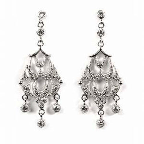 Sterling Silver Moons Hanging Shaped CZ EarringsAnd Height 38 mm