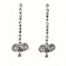 Load image into Gallery viewer, Sterling Silver Hanging Infinity Shaped CZ EarringsAnd Height 39 mm