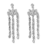 Sterling Silver Butterfly And Chain Shaped CZ EarringsAnd Height 55 mm