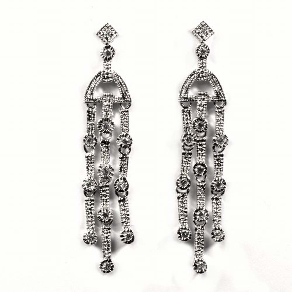 Sterling Silver Different Shapes Hanging CZ EarringsAnd Height 51 mm