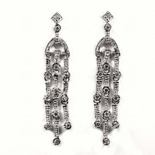 Load image into Gallery viewer, Sterling Silver Different Shapes Hanging CZ EarringsAnd Height 51 mm