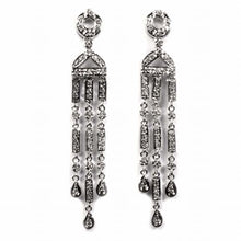 Load image into Gallery viewer, Sterling Silver Different Shapes Hanging CZ EarringsAnd Height 62 mm