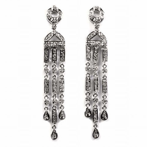 Sterling Silver Different Shapes Hanging CZ EarringsAnd Height 62 mm