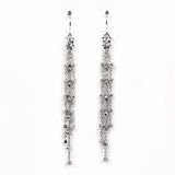 Sterling Silver Hanging Chains Shaped CZ EarringsAnd Height 78 mm