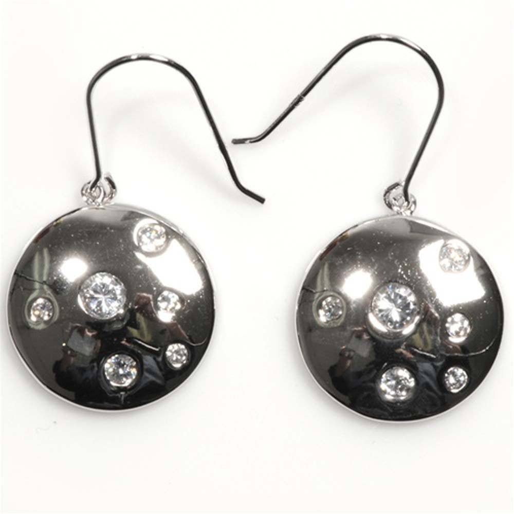 Sterling Silver Round Ball Shaped CZ EarringsAnd Height 19 mm