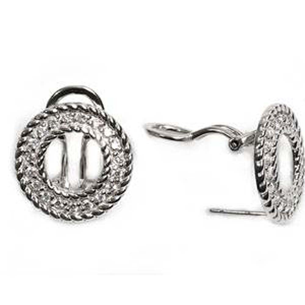 Sterling Silver Spinner Round Shaped CZ EarringsAnd Height 17 mm
