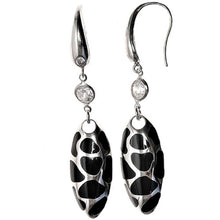 Load image into Gallery viewer, Sterling Silver Black Bali Oval Shaped CZ EarringsAnd Height 54 mm