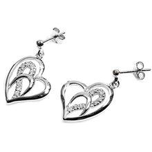 Load image into Gallery viewer, Sterling Silver Heart Shaped CZ EarringsAnd Height 17 mm