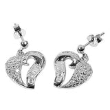 Sterling Silver Heart Shaped CZ EarringsAnd Earring Height 15 mm