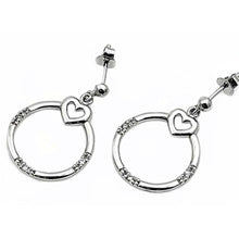 Load image into Gallery viewer, Sterling Silver Circle And Heart Shaped CZ EarringsAnd Earring Height 28 mm
