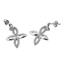 Load image into Gallery viewer, Sterling Silver Cross Shaped CZ EarringsAnd Earring Height 23 mm
