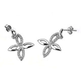 Sterling Silver Cross Shaped CZ EarringsAnd Earring Height 23 mm