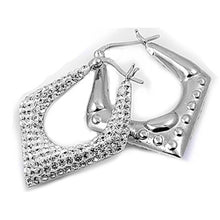 Load image into Gallery viewer, Sterling Silver Half Diamond Cut Shaped CZ EarringsAnd Earring Height 34 mm