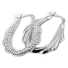 Load image into Gallery viewer, Sterling Silver U Shaped CZ EarringsAnd Earring Height 36 mm