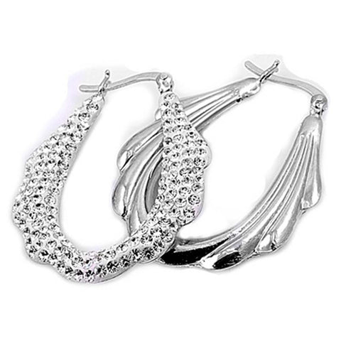 Sterling Silver U Shaped CZ EarringsAnd Earring Height 36 mm