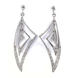 Sterling Silver Diamond Cut Shaped CZ EarringsAnd Earring Height 37 mm