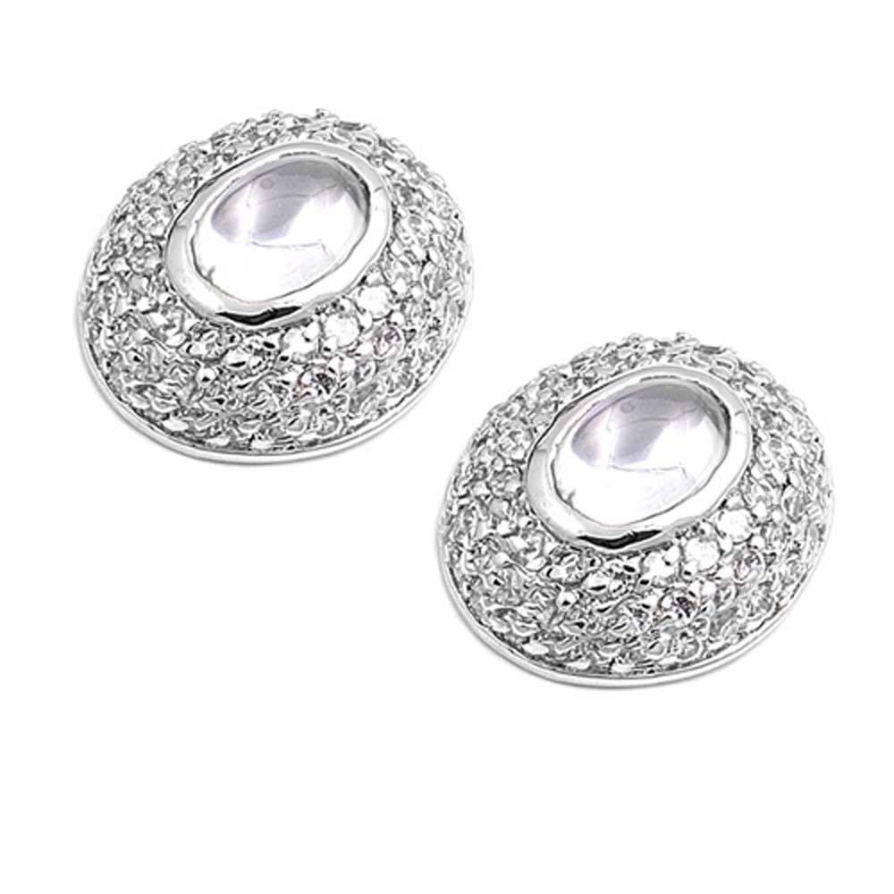 Sterling Silver Oval Shaped CZ EarringsAnd Earring Height 15 mmAnd Weight 8.3 grams