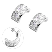 Load image into Gallery viewer, Sterling Silver Curve Shaped CZ EarringsAnd Earring Height 22 mmAnd Weight 12.1 grams