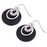 Sterling Silver Three Layers Ovals Shaped CZ EarringsAnd Earring Height 22 mm