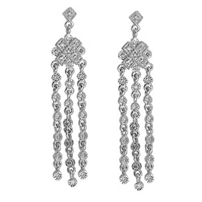 Sterling Silver Cross Hanging Shaped Assorted CZ Earrings