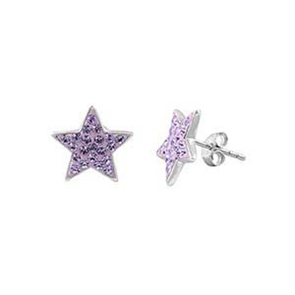 Sterling Silver Lavender Shaped Assorted CZ EarringsAnd Pendant Height 12 mm