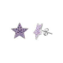 Load image into Gallery viewer, Sterling Silver Lavender Shaped Assorted CZ EarringsAnd Pendant Height 12 mm