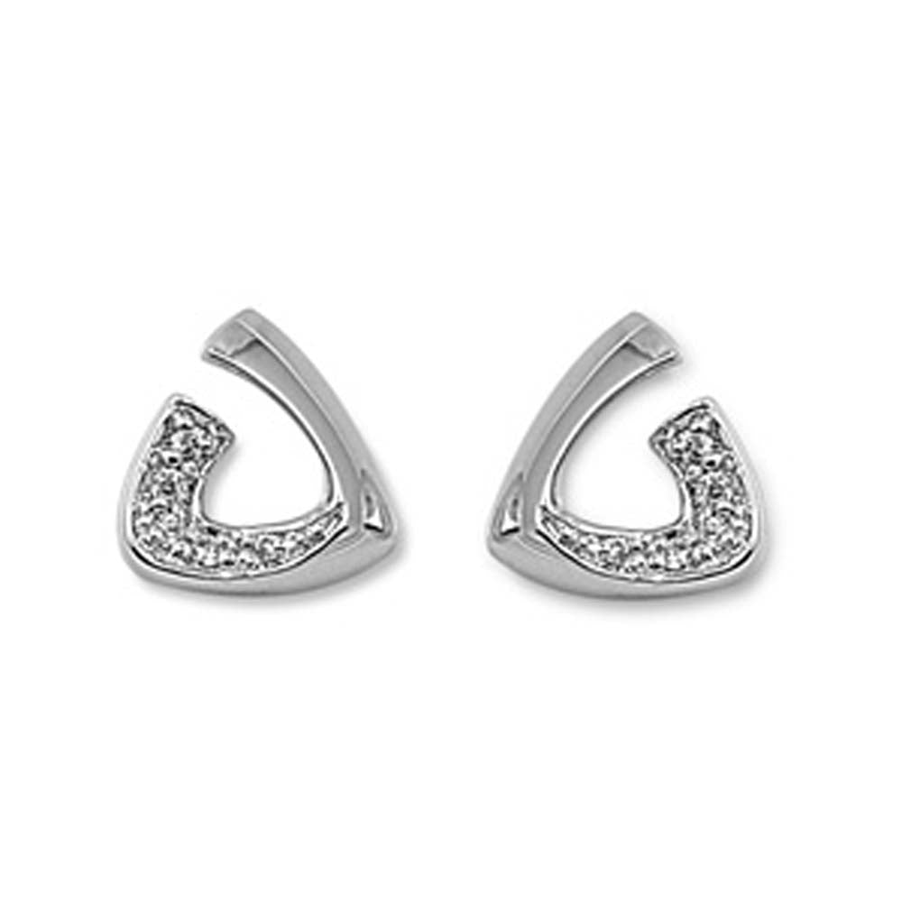 Sterling Silver Trillion Cut Shaped Assorted CZ EarringsAnd Pendant Height 11 mm