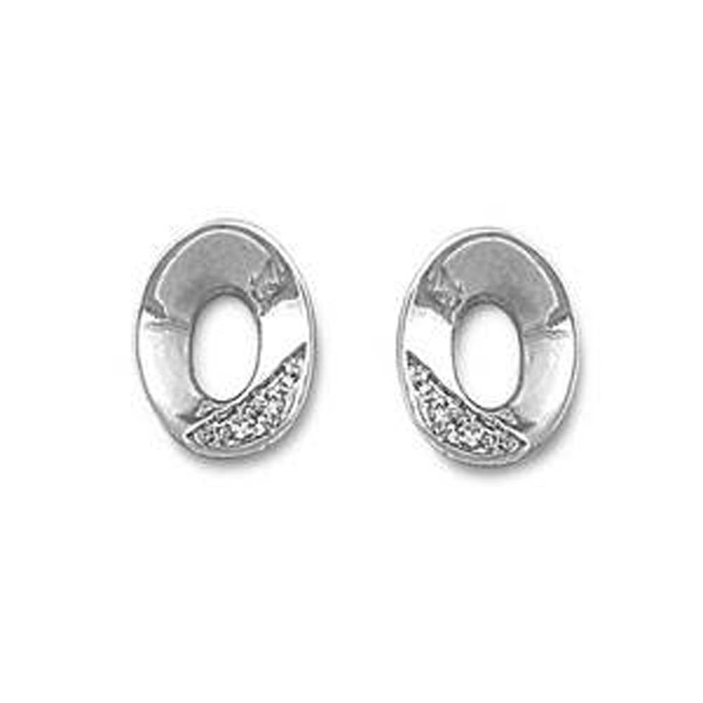 Sterling Silver Oval Shaped Assorted CZ EarringsAnd Pendant Height 11 mm