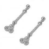 Sterling Silver Round Hanging Shaped Assorted CZ EarringsAnd Pendant Height 24 mm