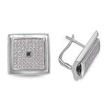 Load image into Gallery viewer, Sterling Silver Micro Pave Set Square Shaped Assorted CZ EarringsAnd Pendant Height 16 mm