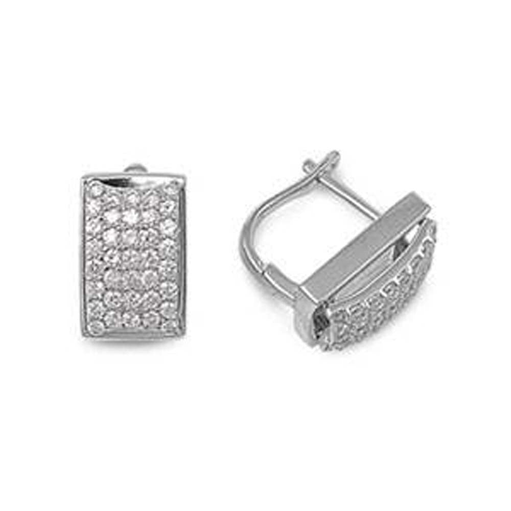 Sterling Silver Micro Pave Set Rectangle Shaped Assorted CZ EarringsAnd Pendant Height 14 mm